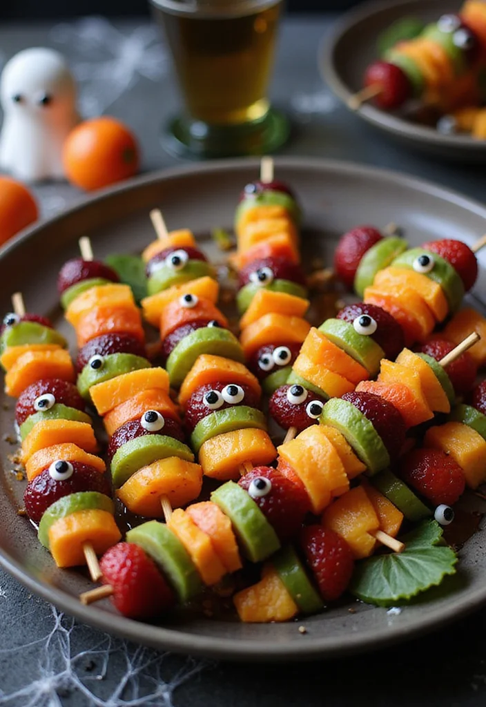 10 Halloween Vegan Recipes Fun and Festive - 8. Halloween-Themed Fruit Skewers