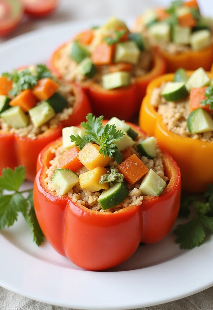 10 Healthy Bell Pepper Recipes for Fresh Flavor - 10. Raw Veggie and Hummus Stuffed Peppers