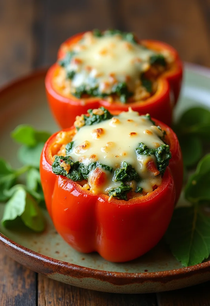 10 Healthy Bell Pepper Recipes for Fresh Flavor - 3. Cheesy Spinach and Rice Stuffed Peppers