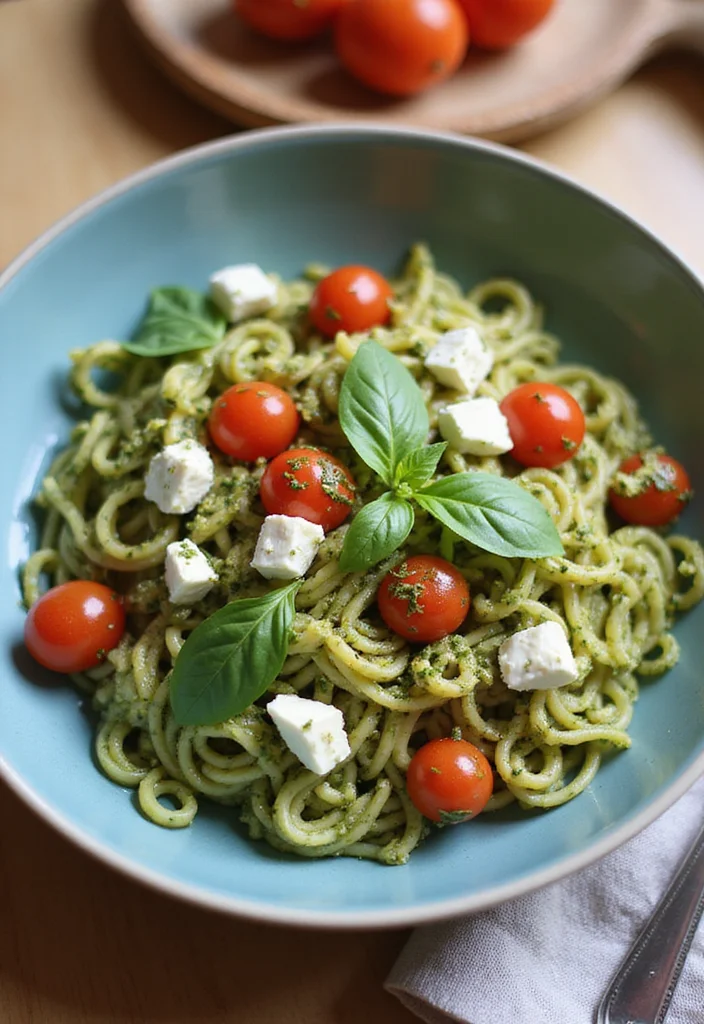 10 Keto Mozzarella Recipes for Simple Cheesy Meals - 10. Mozzarella and Basil Pesto Pasta