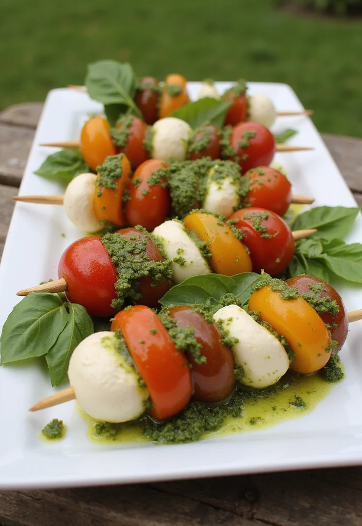 10 Keto Mozzarella Recipes for Simple Cheesy Meals - 6. Caprese Skewers with Pesto