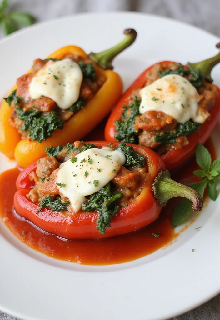 10 Keto Sweet Pepper Recipes for Bright Flavor - 3. Italian Sausage and Spinach Stuffed Peppers