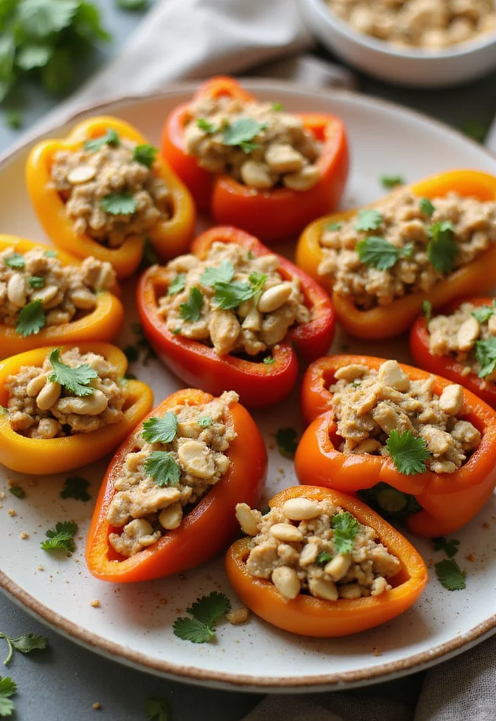 10 Keto Sweet Pepper Recipes for Bright Flavor - 9. Thai Peanut Chicken Stuffed Peppers