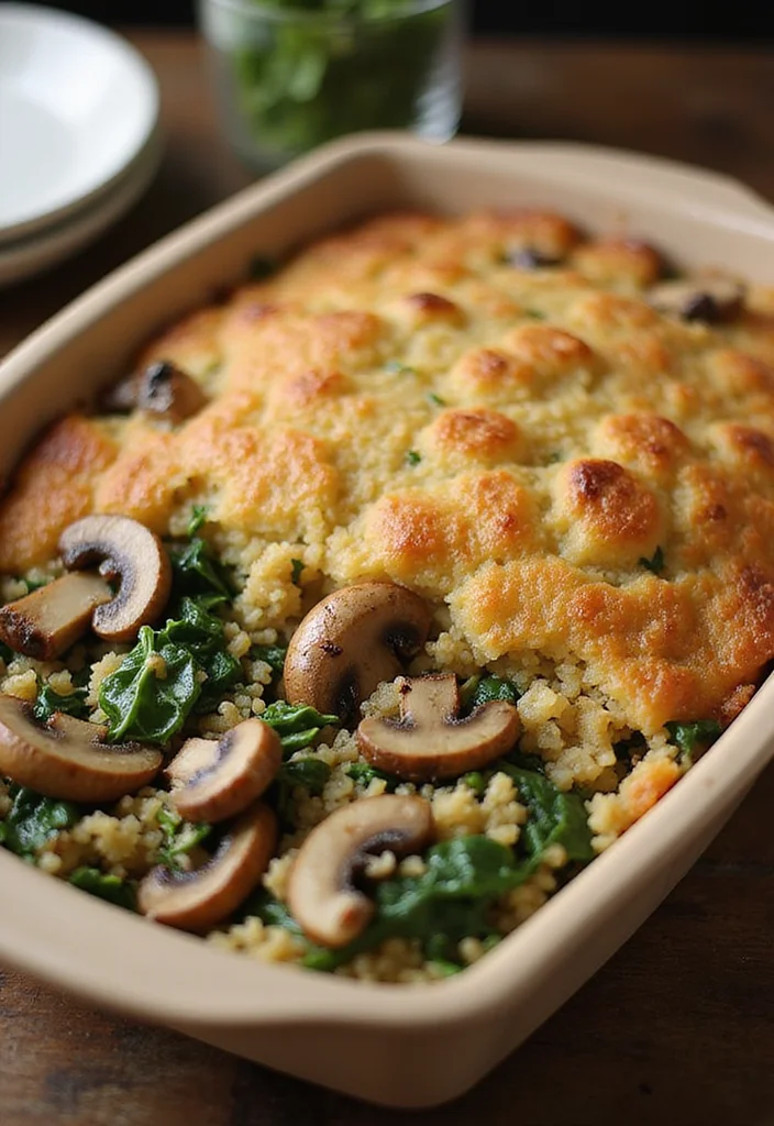 10 Whole30 Vegan Recipes for Clean Plant-Based Eating - 9. Mushroom & Spinach Quinoa Bake