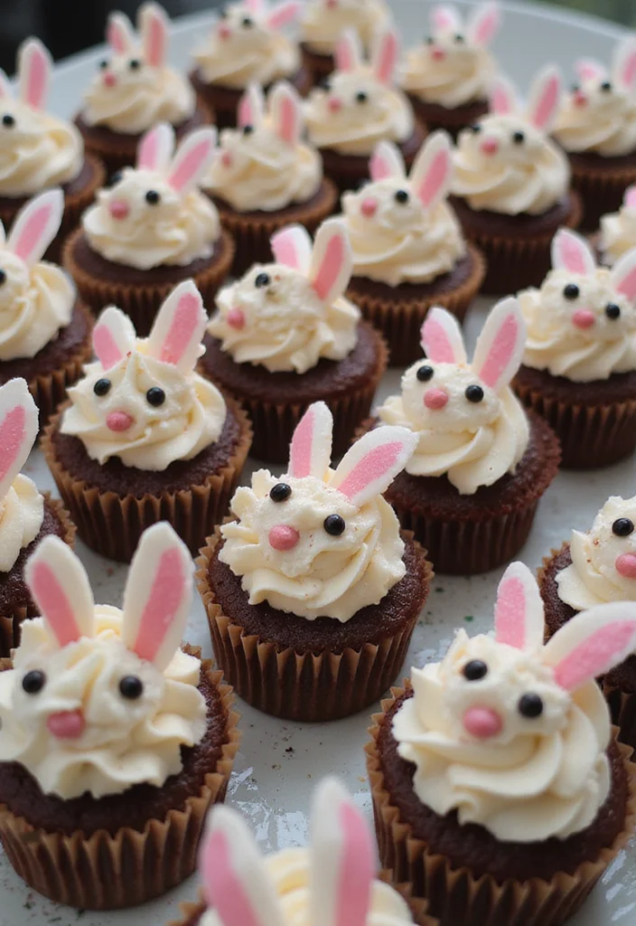 12 Easter Dinner Recipes for a Bright Spring Table - 11. Chocolate Bunny Cupcakes
