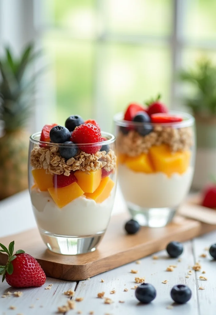 12 Layered Dessert Recipes for Beautiful Easy Treats - 10. Tropical Layered Yogurt Parfait