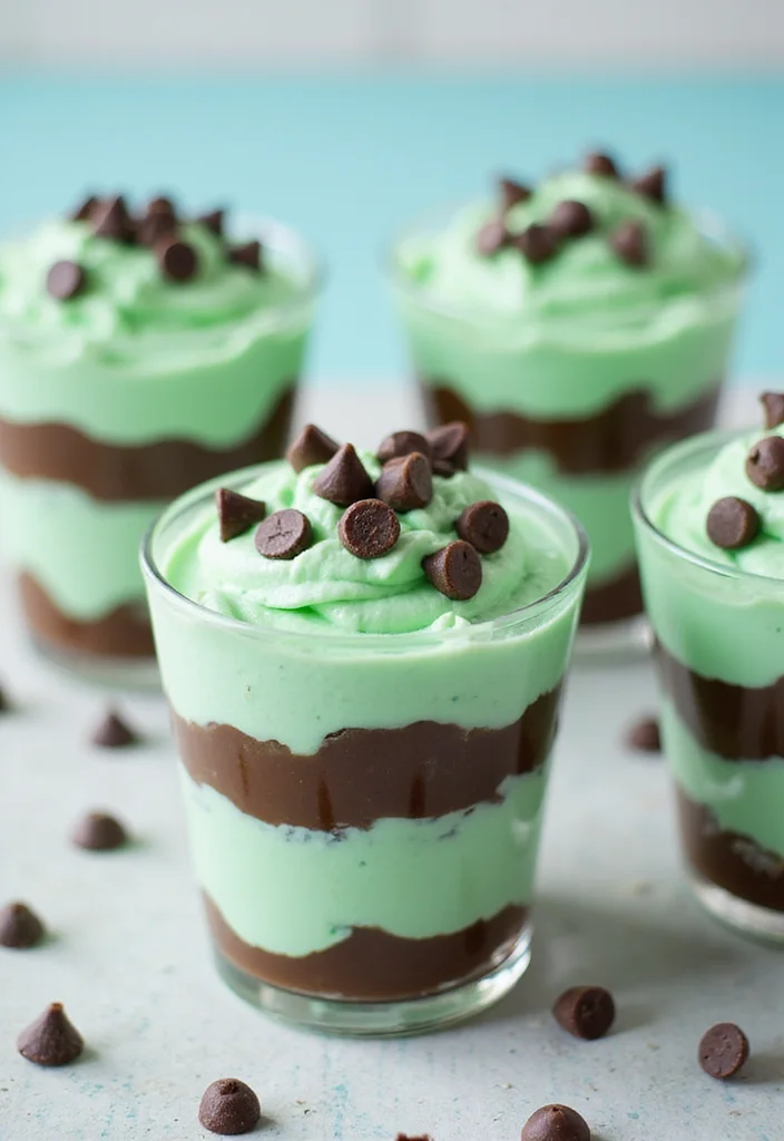 12 Layered Dessert Recipes for Beautiful Easy Treats - 12. Mint Chocolate Chip Layered Delight
