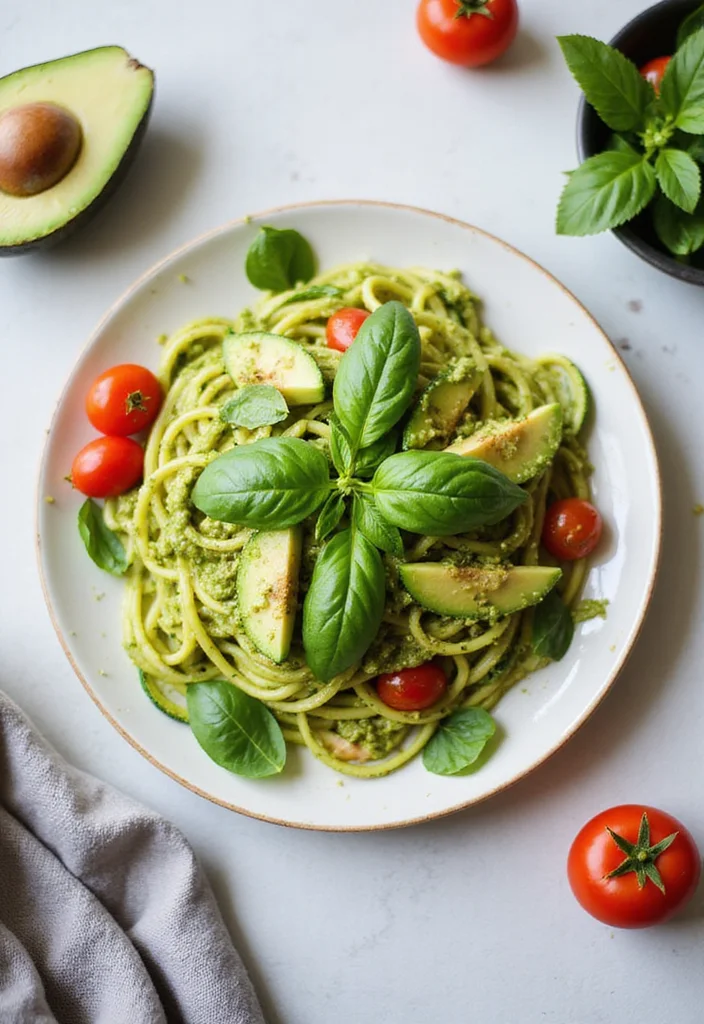 12 Unique Healthy Dinner Recipes with Fresh Ideas - 2. Zucchini Noodles with Avocado Pesto