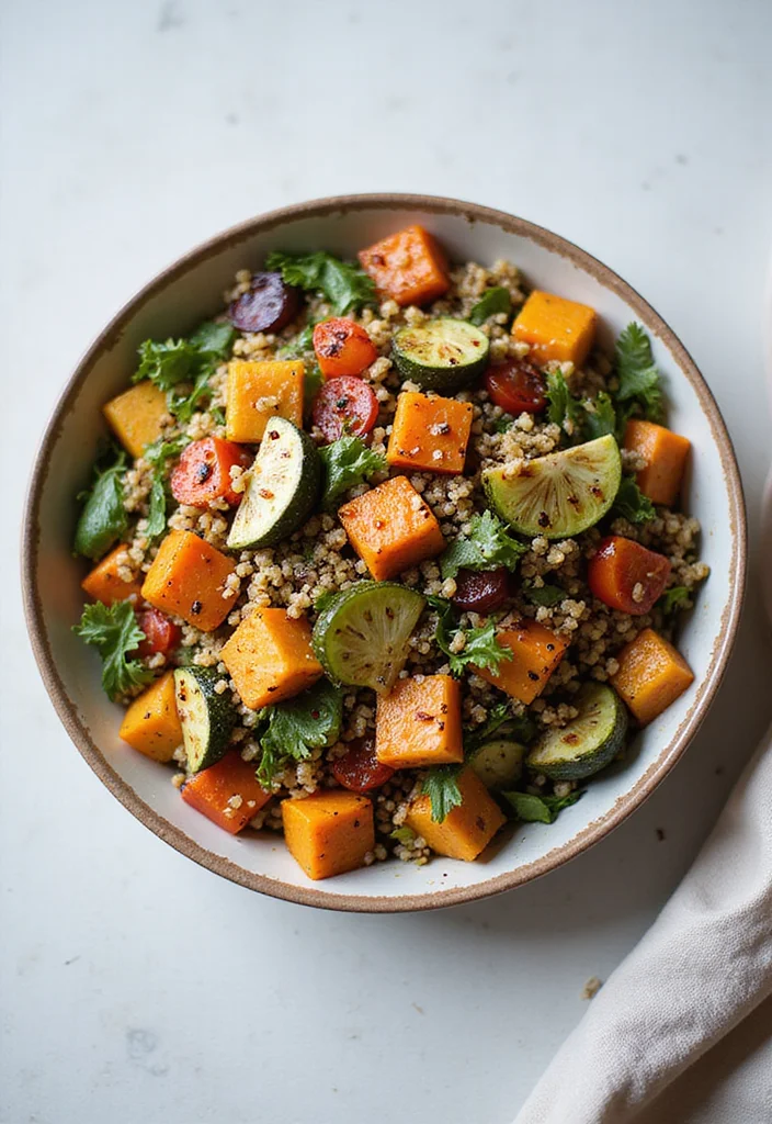 12 Unique Healthy Dinner Recipes with Fresh Ideas - 9. Roasted Vegetable Salad with Quinoa