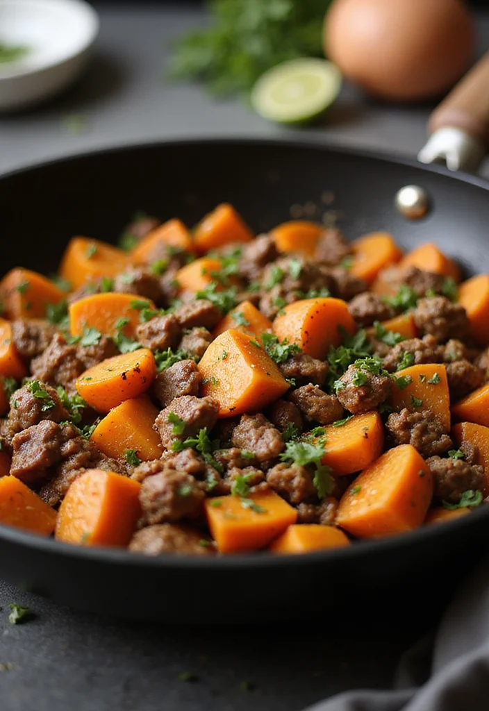12 Whole30 Dinner Recipes for Clean Eating - 2. Sweet Potato and Beef Skillet