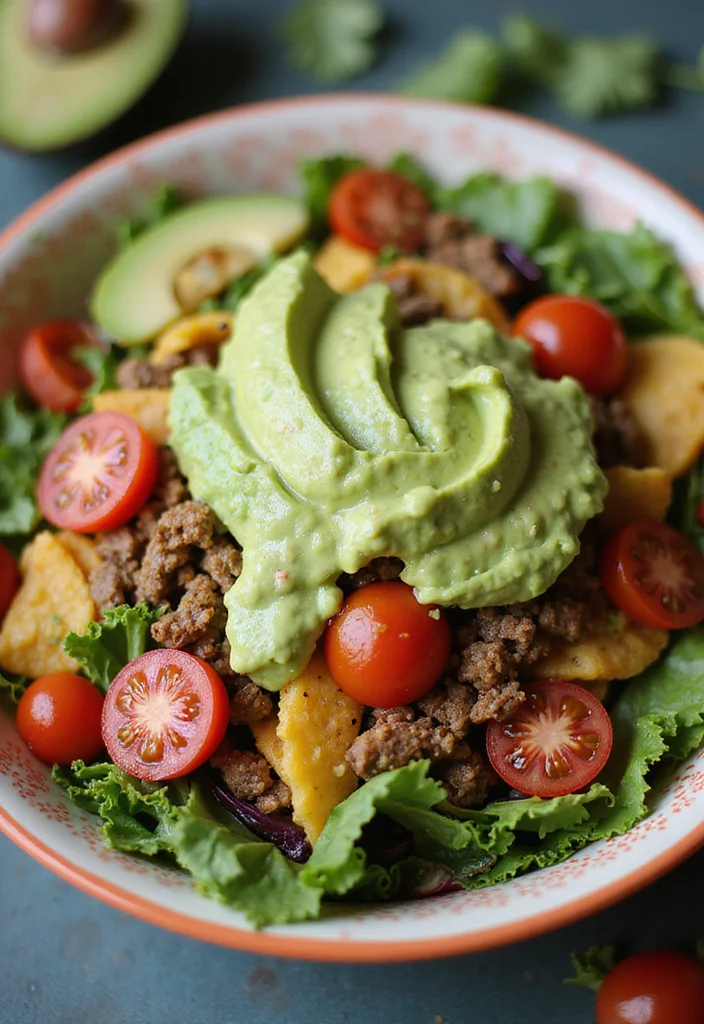 15 Easy Keto Dinner Recipes for Every Night - 4. Taco Salad with Avocado Dressing